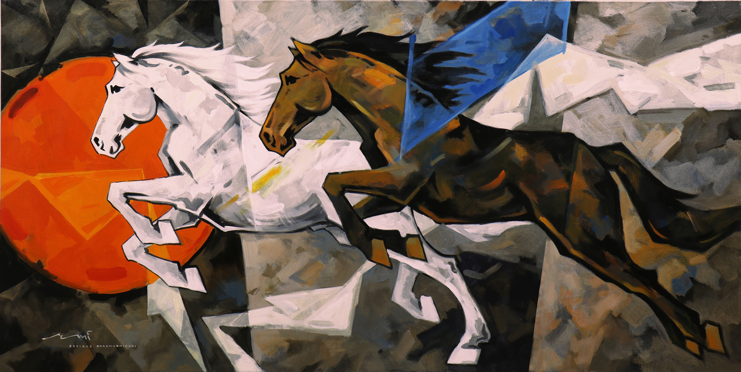 HORSE-181, Acrylic on canvas, Size- 72x36